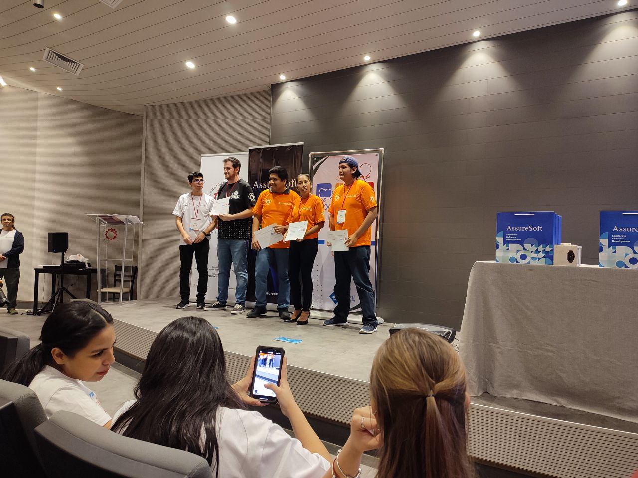 Closing ceremony of the contest with the audience recording the moment